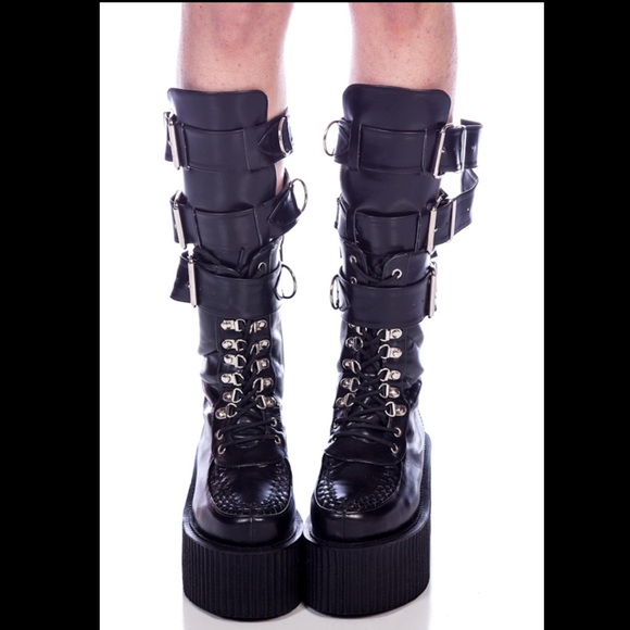 Rare Demonia 3buckle Calf Creeper Boots 